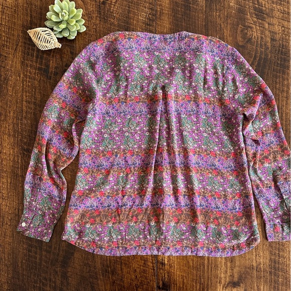 Sundance | 100% Silk Sheer Floral Button Down Blouse, Size PM - Picture 2 of 7